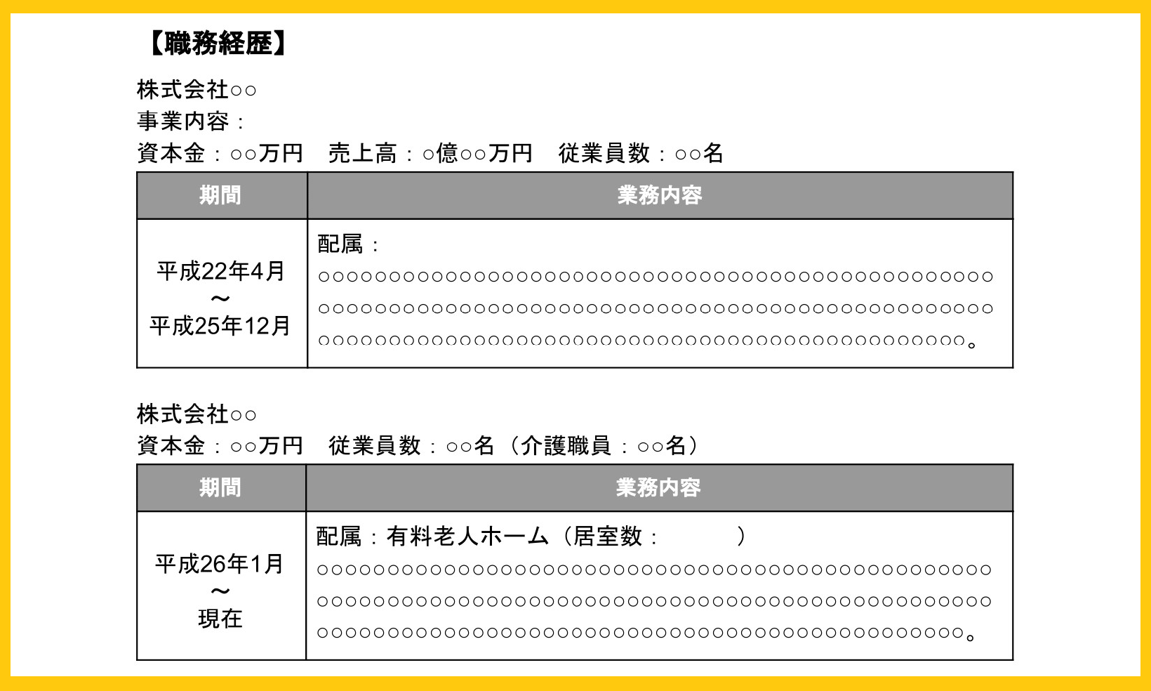 失敗しない介護職の職務経歴書の書き方 自己pr例つき