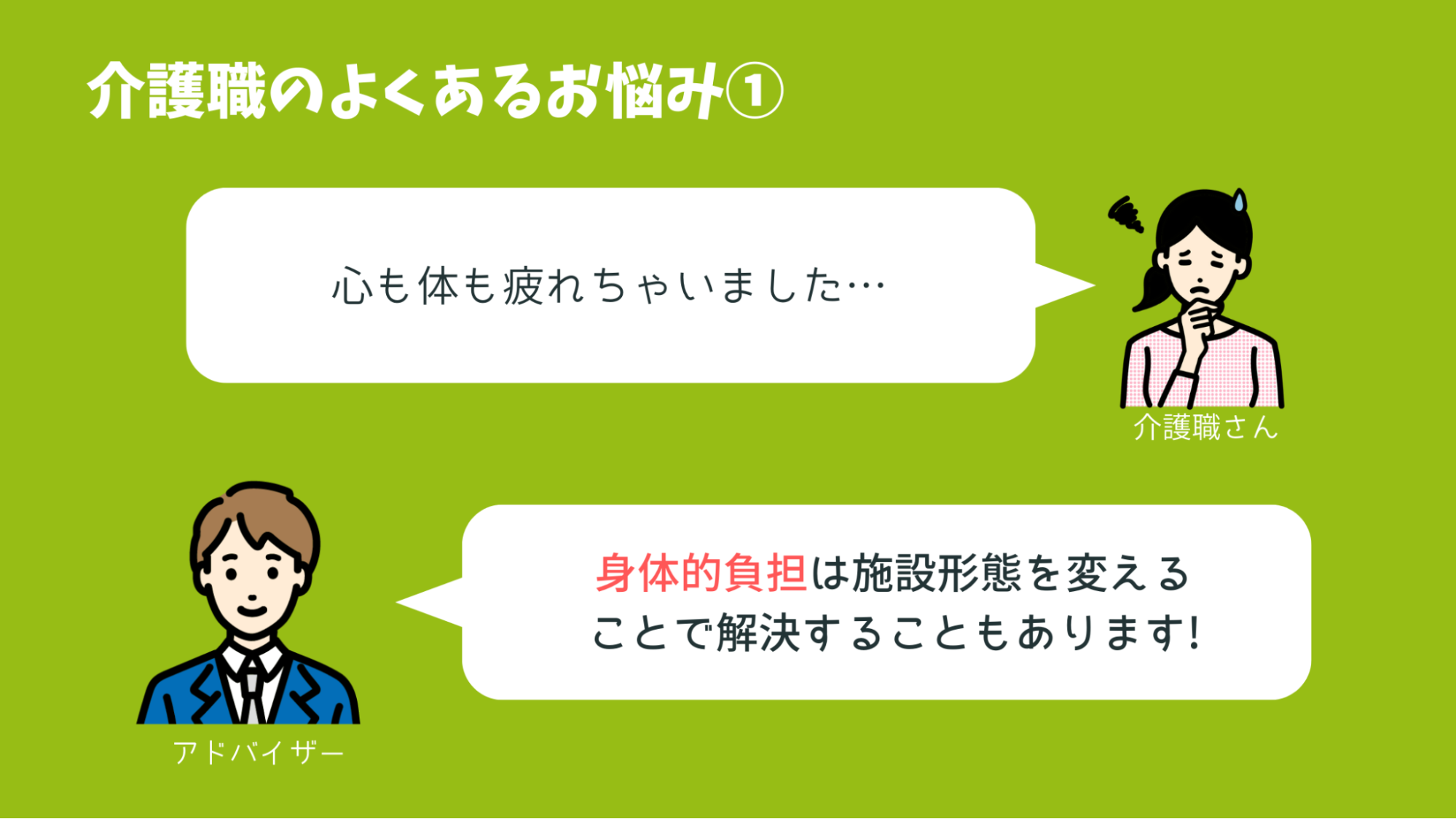 介護職のよくあるお悩み①のイメージ