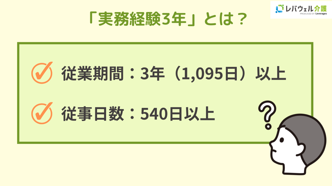 「実務経験3年」とはのイメージ