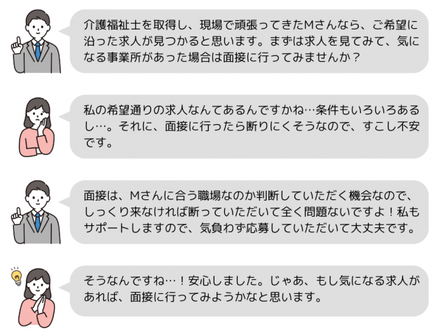キャリアアドバイザーと求職者の会話