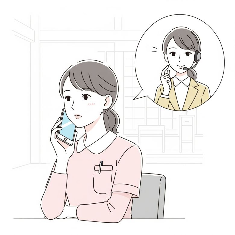 介護職の転職にについて電話相談をしている女性のイメージ